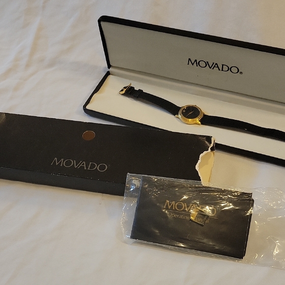Movado Gold and Black Womans's Watch - Picture 2 of 6